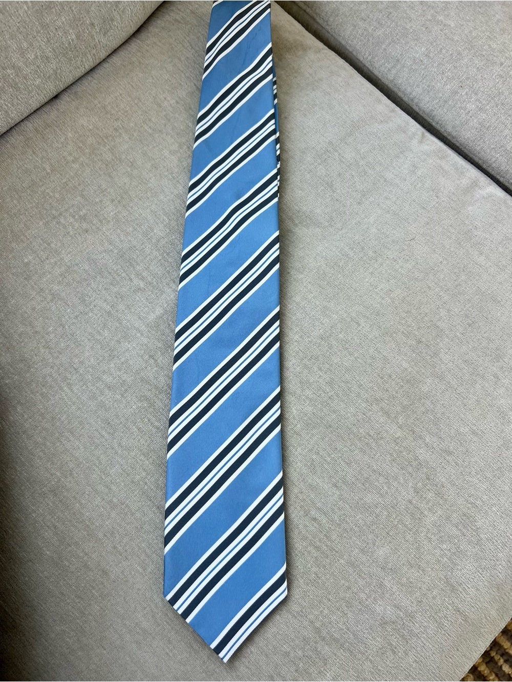 Banana Republic Blue Diagonal Stripe Silk Tie with White and Black Accents